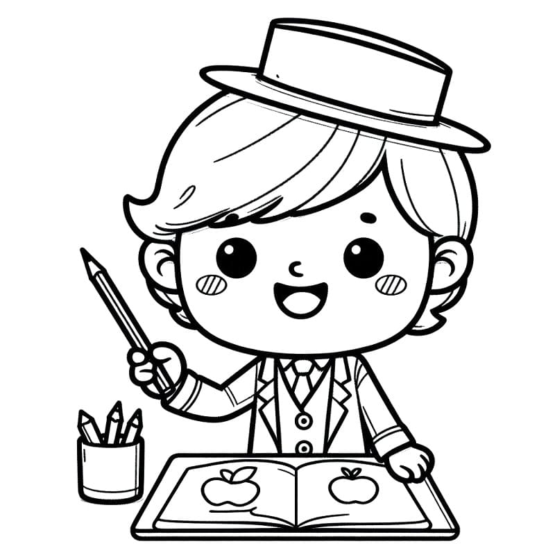Målarbild En Söt Lärare