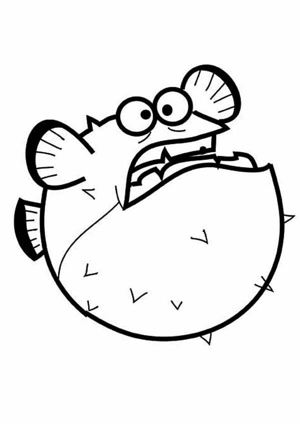 Målarbild En Tecknad Pufferfisk