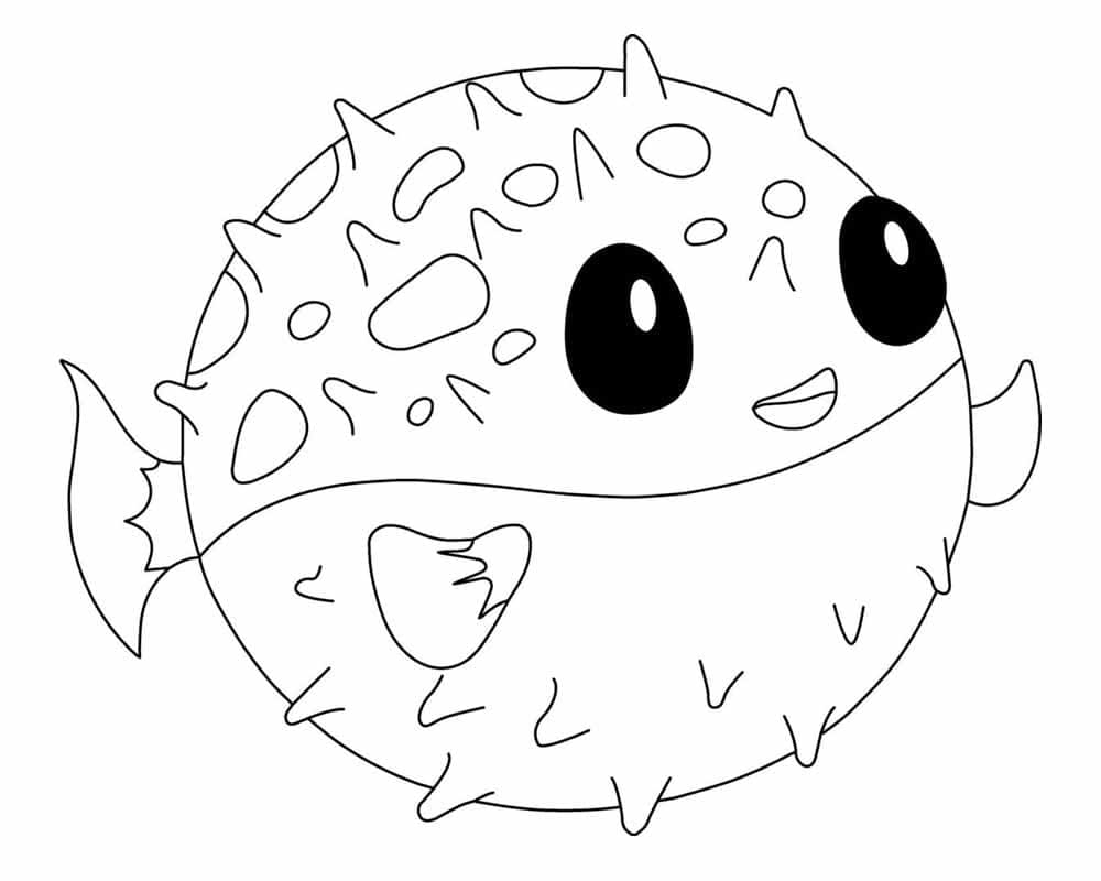 Målarbild En Väldigt Söt Blåsfisk