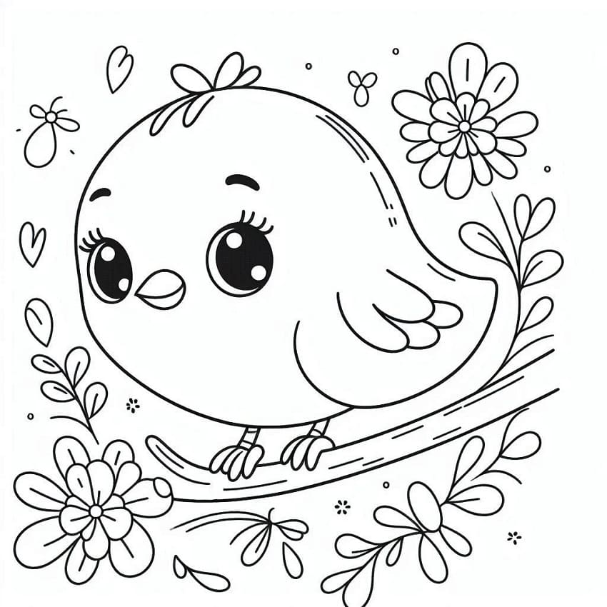 Målarbild En Väldigt Söt Kanariefågel