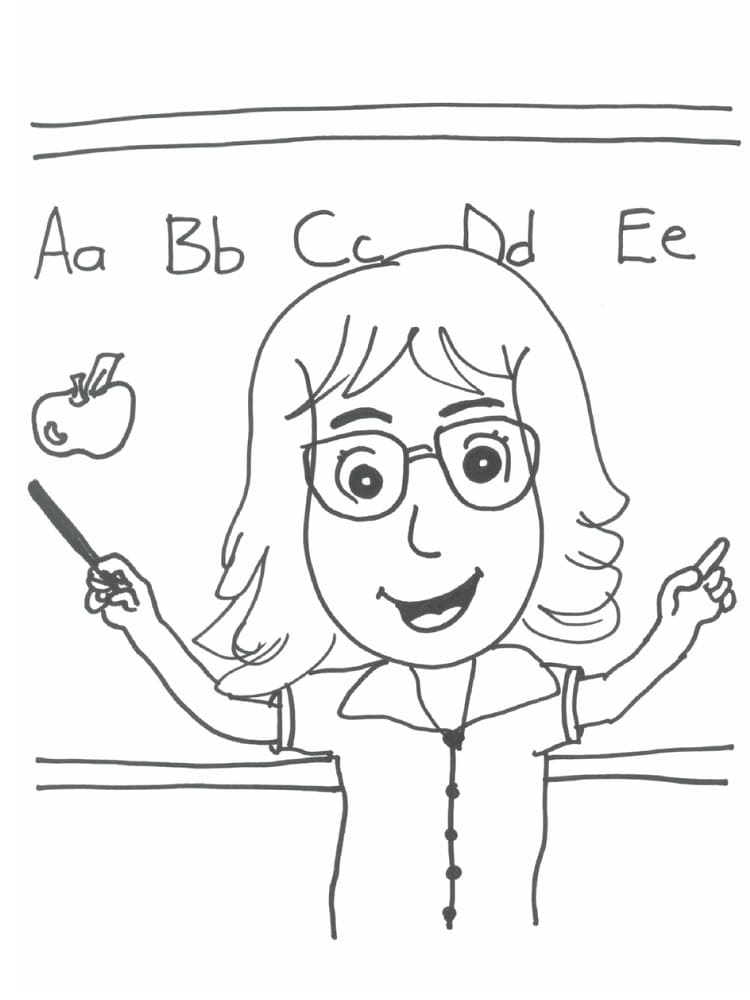 Målarbild Gratis Utskrivbar Lärare för Barn