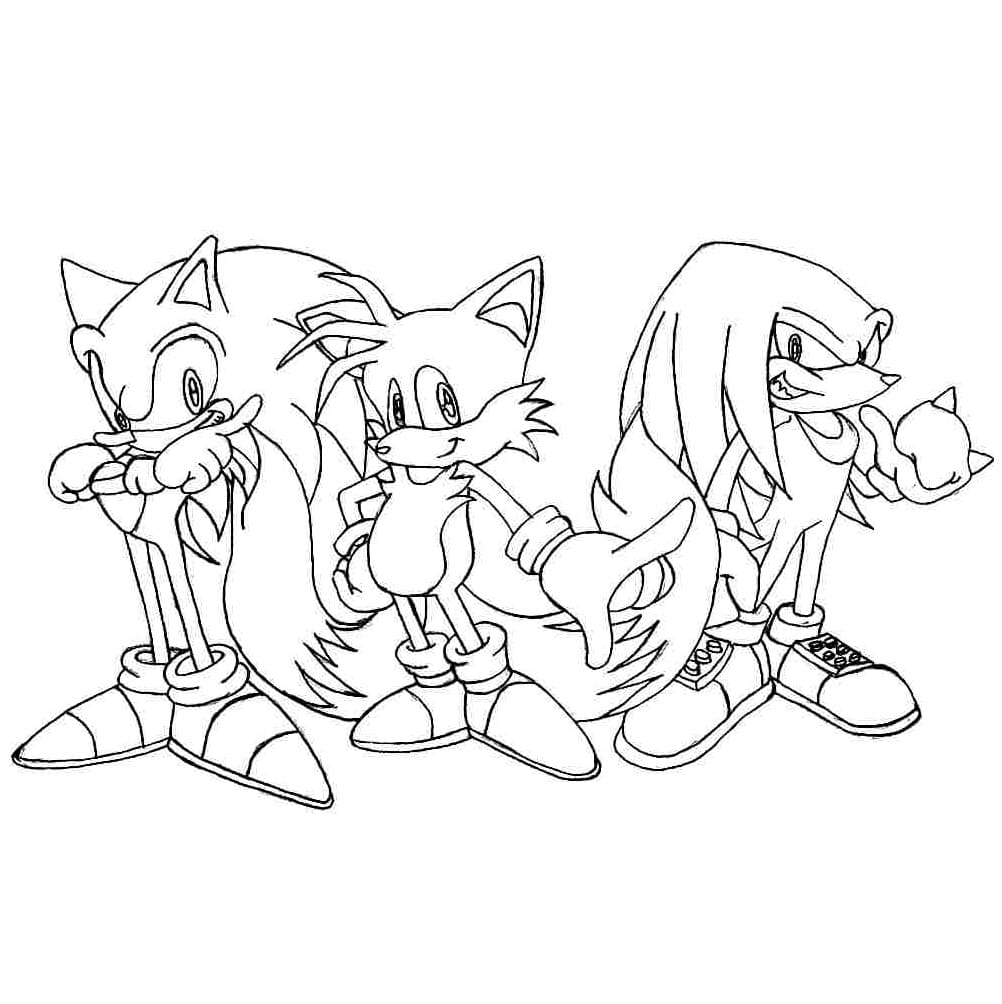 Målarbild Sonic, Tails och Knuckles