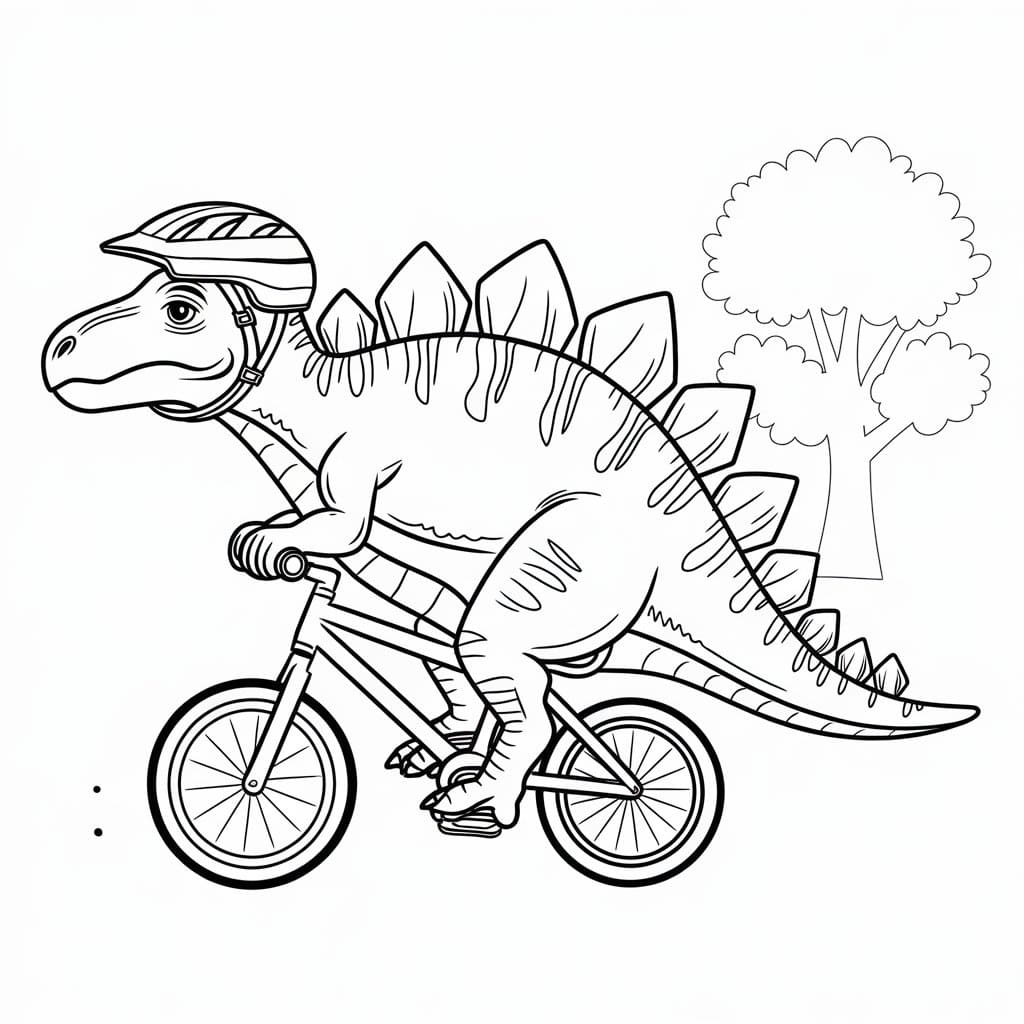 Målarbild Stegosaurus cyklar