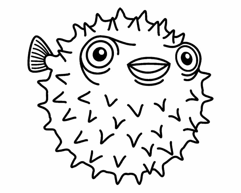 Målarbild Tecknad Pufferfisk