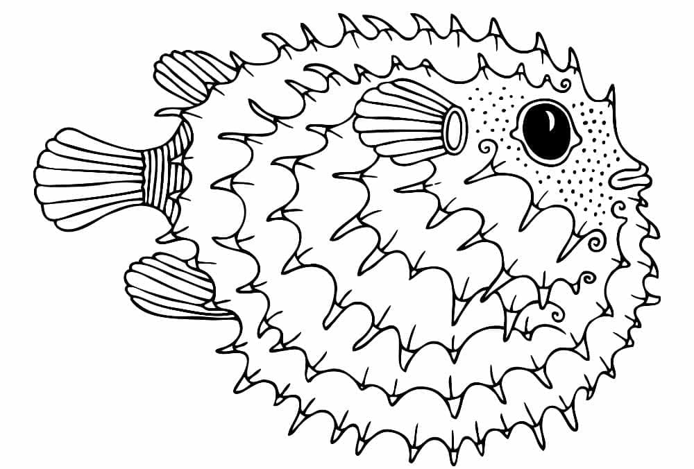 Målarbild Utskrivbar Blåsfisk för Barn