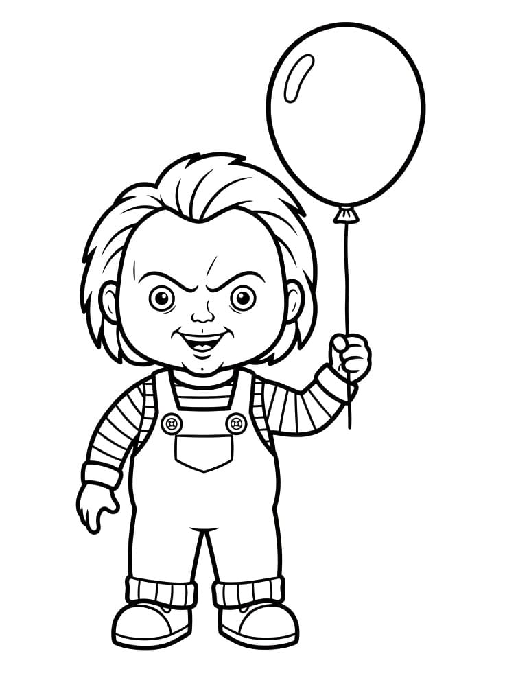 Målarbild Chucky med ballong