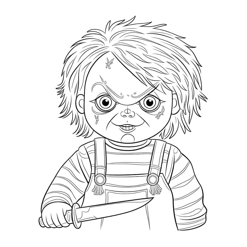 Målarbild Chucky med en kniv