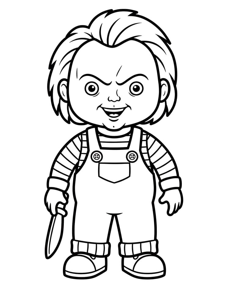 Målarbild Chucky med kniv