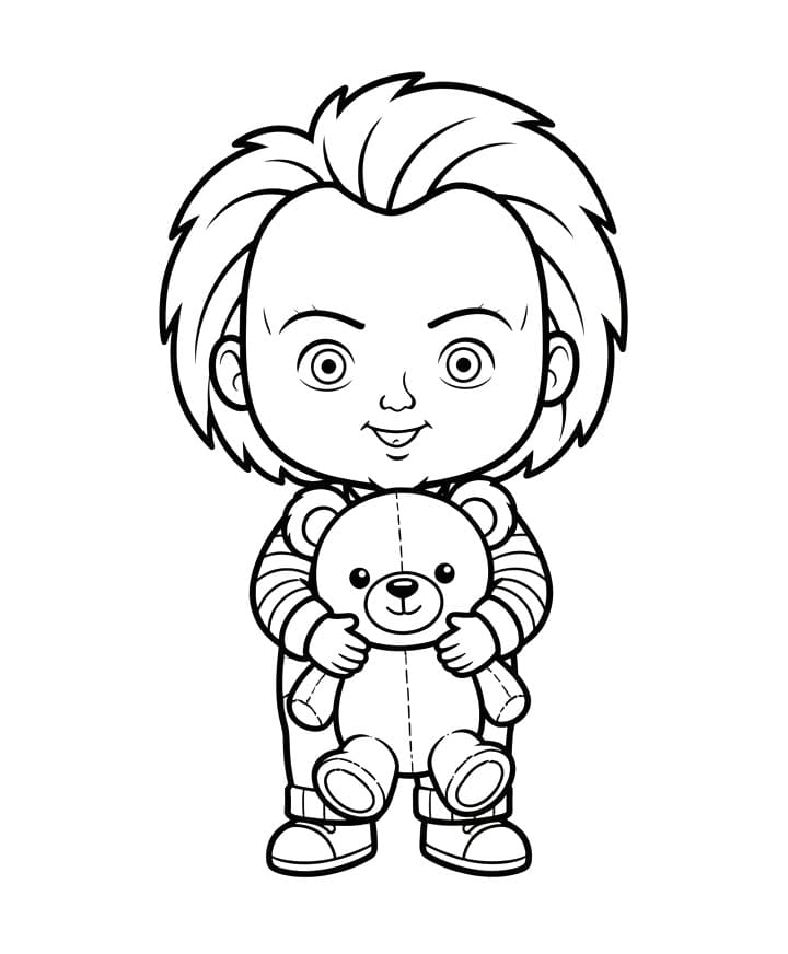 Målarbild Chucky med nallebjörn