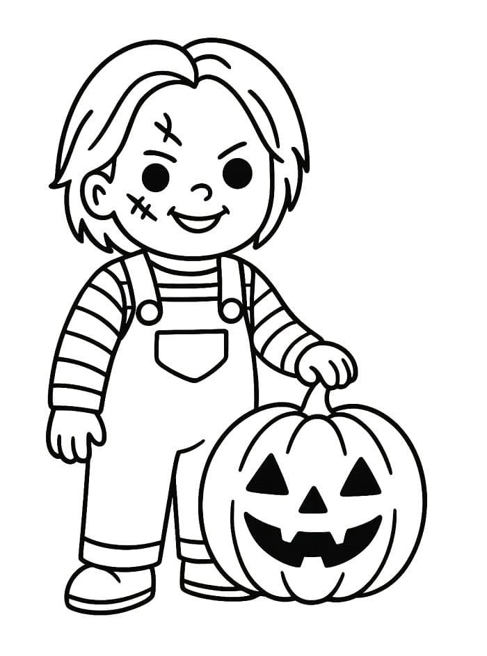 Målarbild Chucky och pumpa