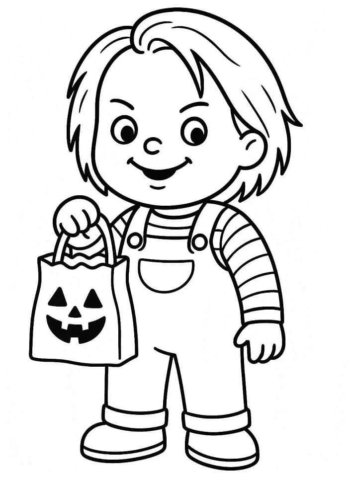 Målarbild Chucky på Halloween
