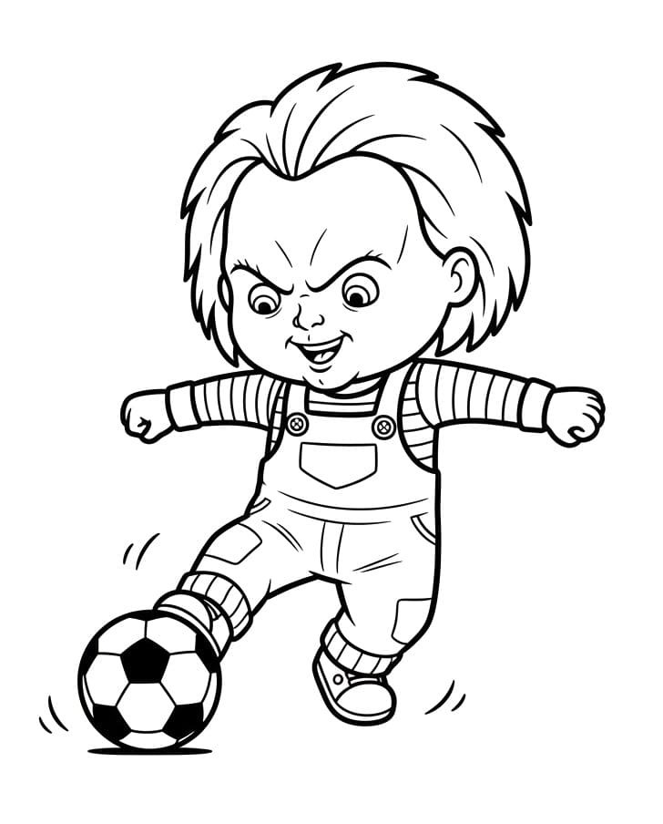 Målarbild Chucky spelar fotboll