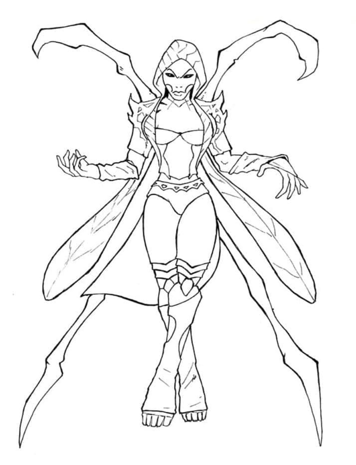 Målarbild D’Vorah från Mortal Kombat