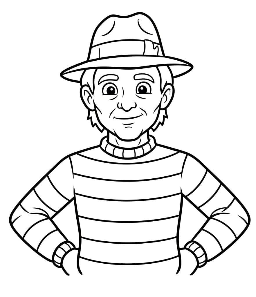 Målarbild Freddy Krueger Gratis Utskrivbar för Barn