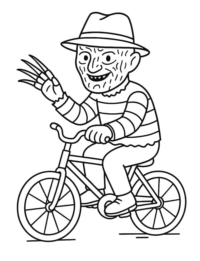 Målarbild Freddy Krueger cyklar