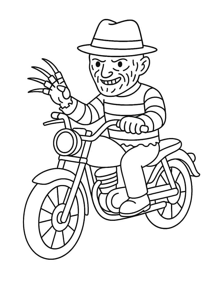 Målarbild Freddy Krueger kör motorcykel
