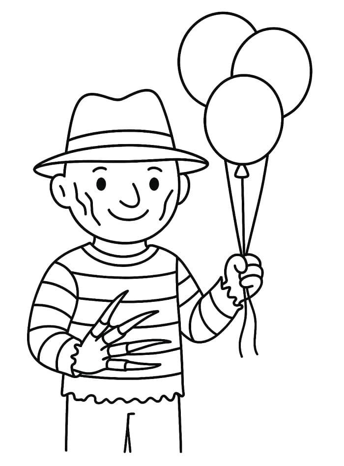 Målarbild Freddy Krueger med Ballonger