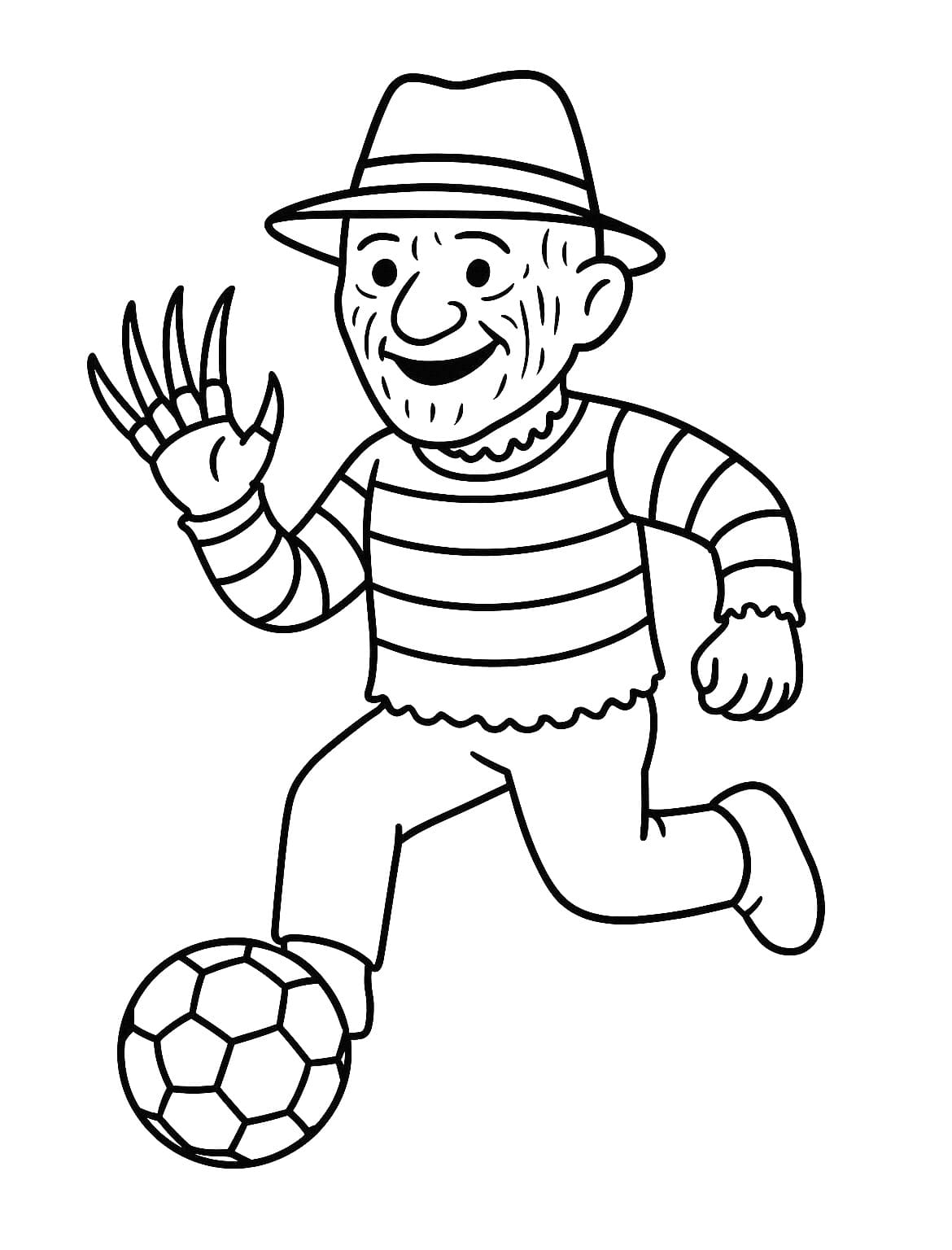 Målarbild Freddy Krueger spelar fotboll