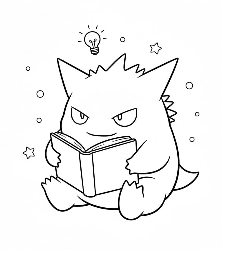 Målarbild Gengar läser bok