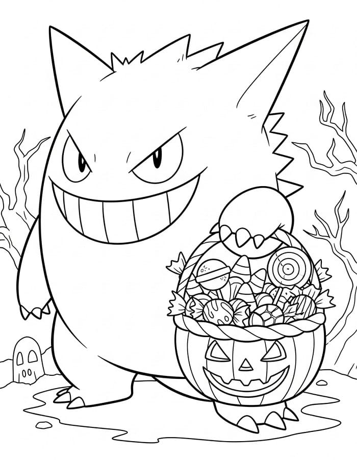 Målarbild Gengar med Halloween