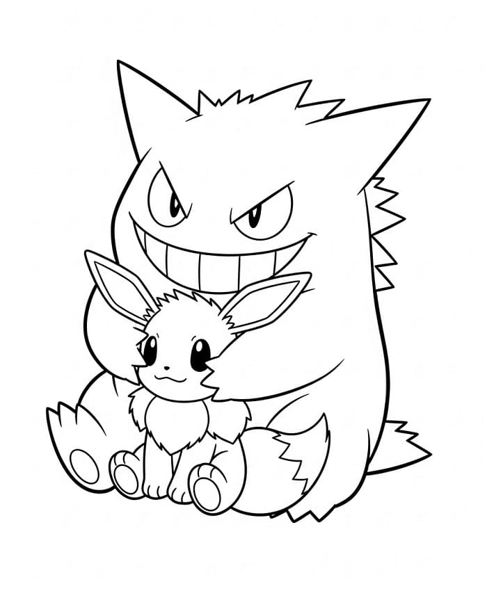 Målarbild Gengar och Eevee