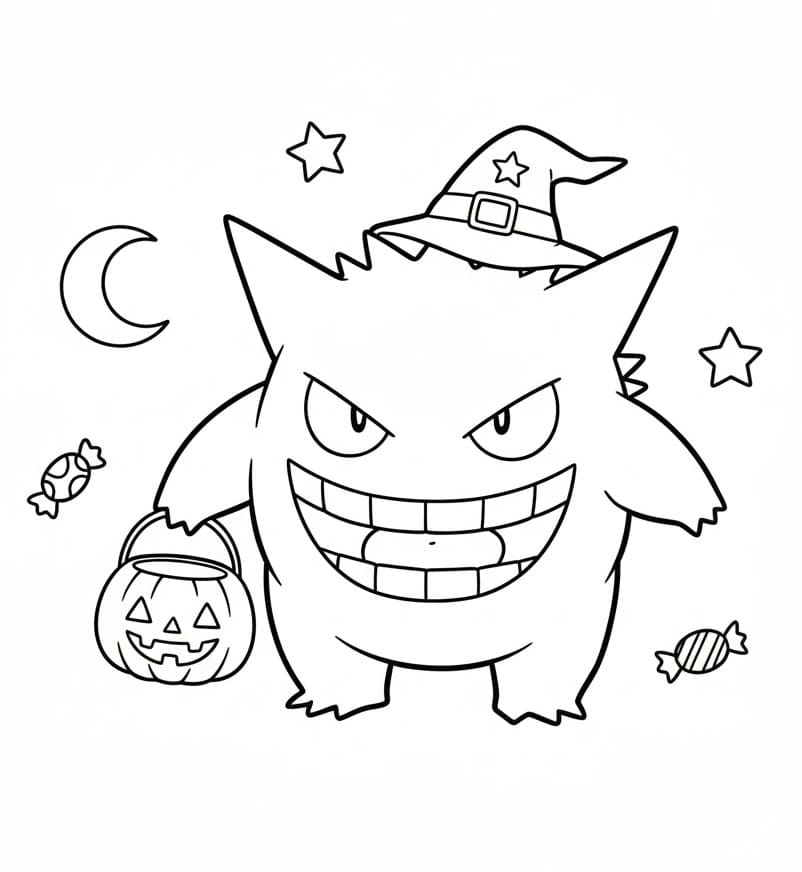 Målarbild Gengar och Halloween