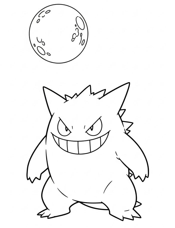 Målarbild Gengar och Månen