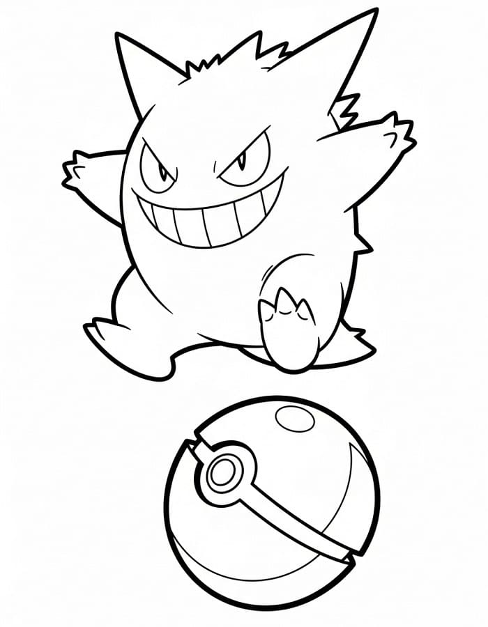Målarbild Gengar och Pokéball