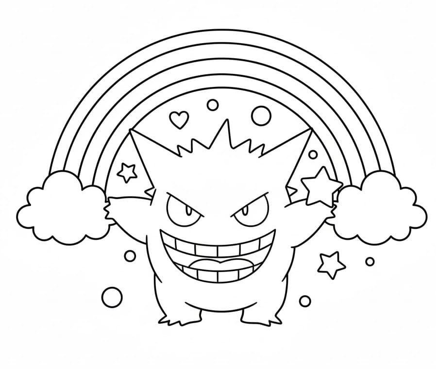 Målarbild Gengar och regnbåge