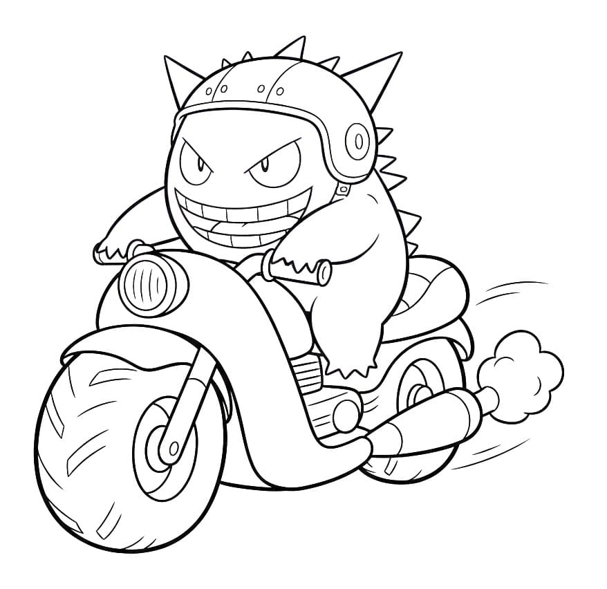 Målarbild Gengar som kör motorcykel