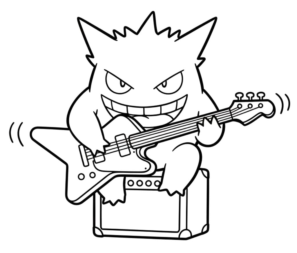 Målarbild Gengar spelar gitarr