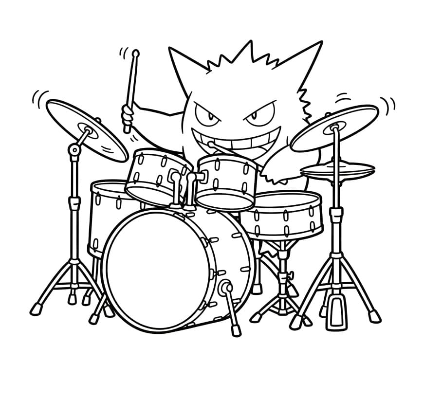 Målarbild Gengar spelar trumma