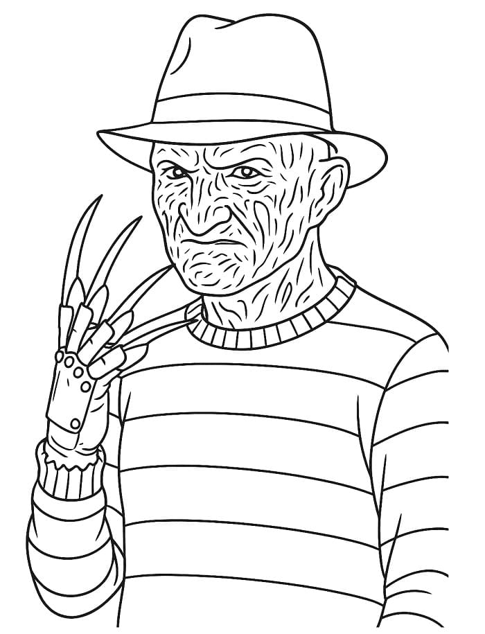 Målarbild Gratis Utskrivbar Freddy Krueger för Barn