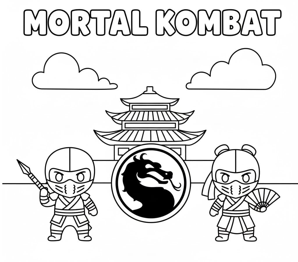 Målarbild Gratis Utskrivbar Mortal Kombat för Barn