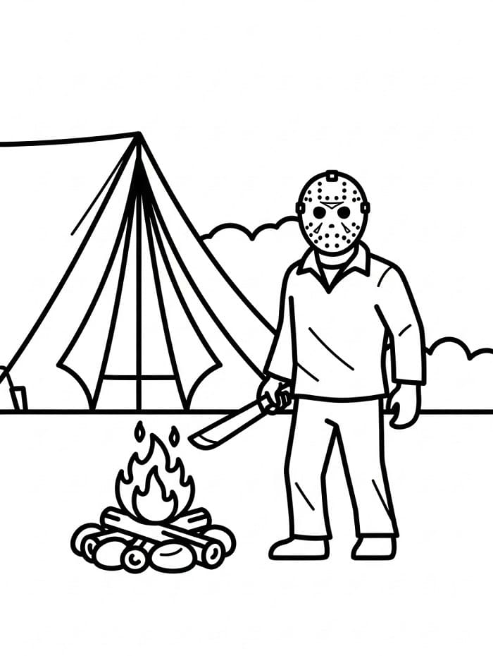 Målarbild Jason Voorhees Utskrivbar för Barn