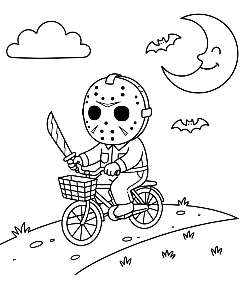 Målarbild Jason Voorhees cyklar