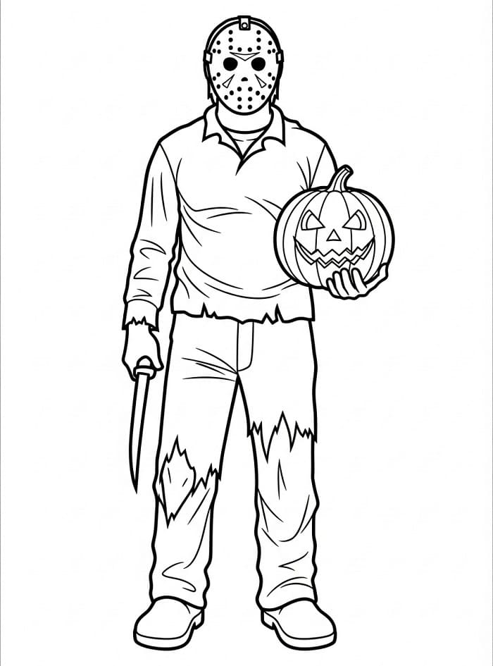 Målarbild Jason Voorhees med pumpa