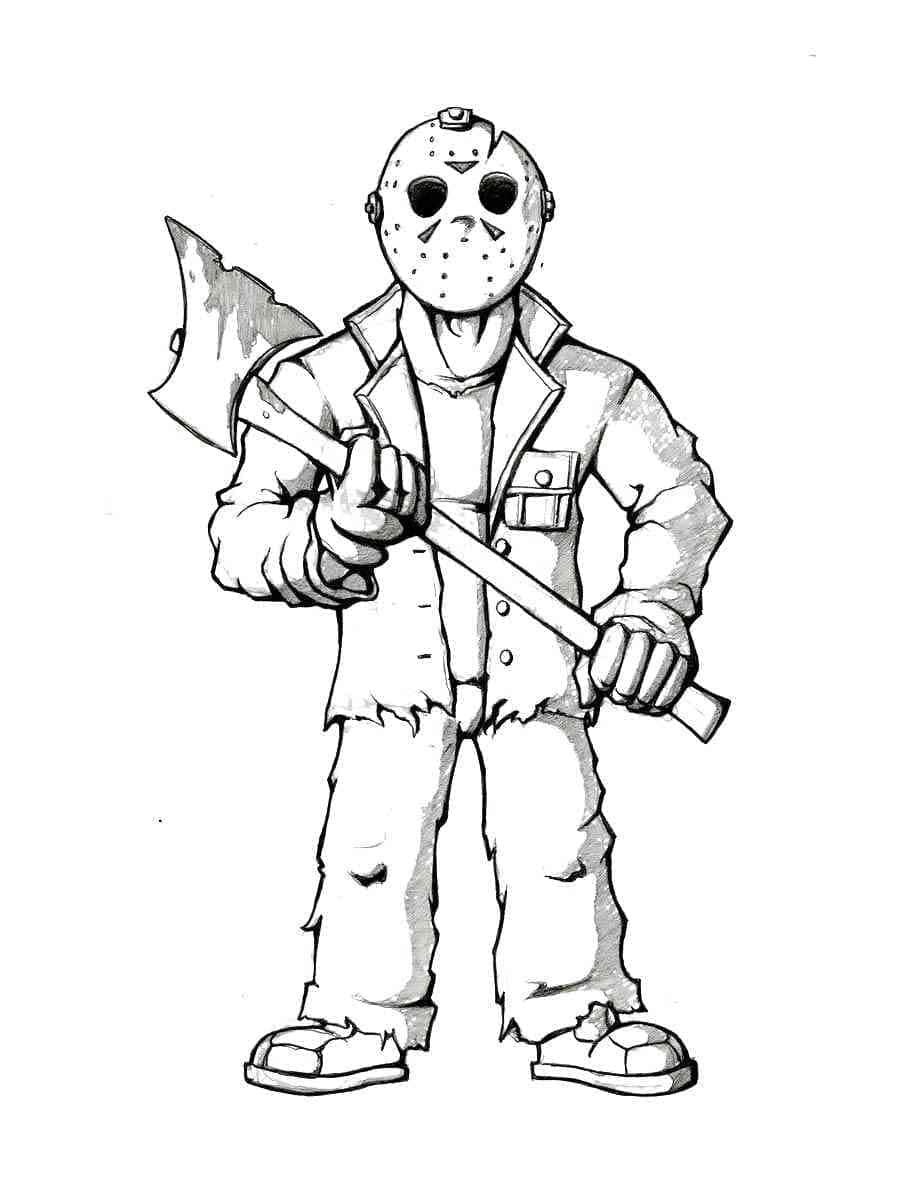 Målarbild Jason Voorhees och yxa