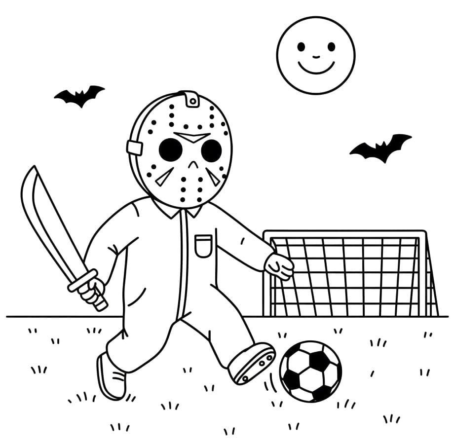 Målarbild Jason Voorhees spelar fotboll