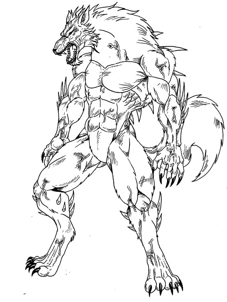 Målarbild Läskig Varulv