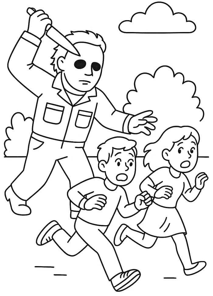 Målarbild Michael Myers Gratis Utskrivbar för Barn