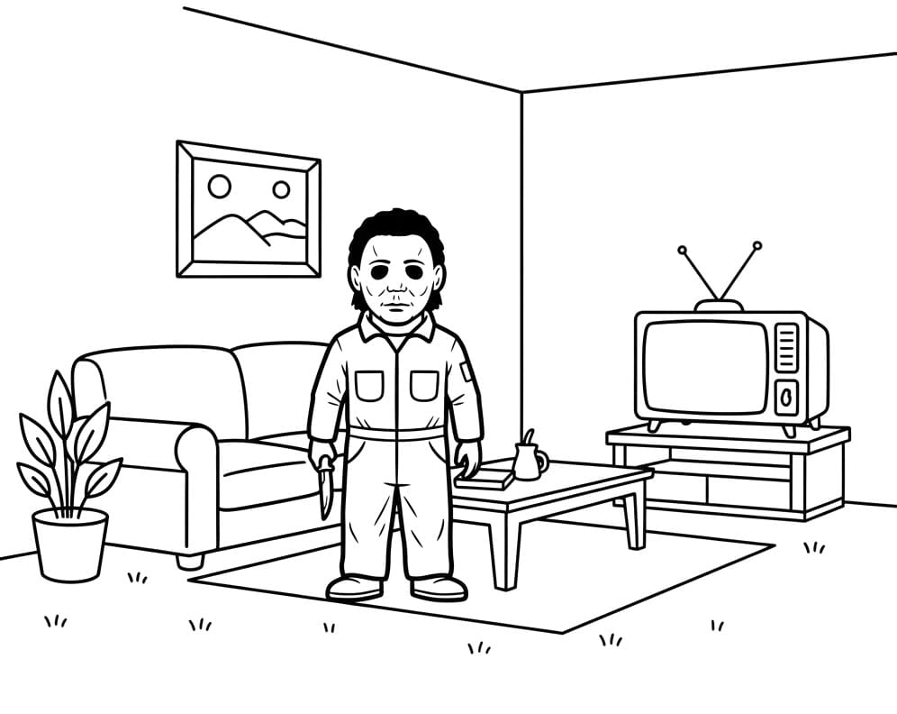 Målarbild Michael Myers hemma