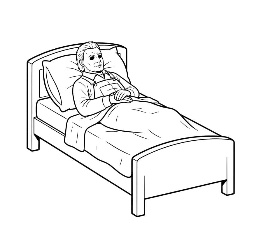 Målarbild Michael Myers i sängen