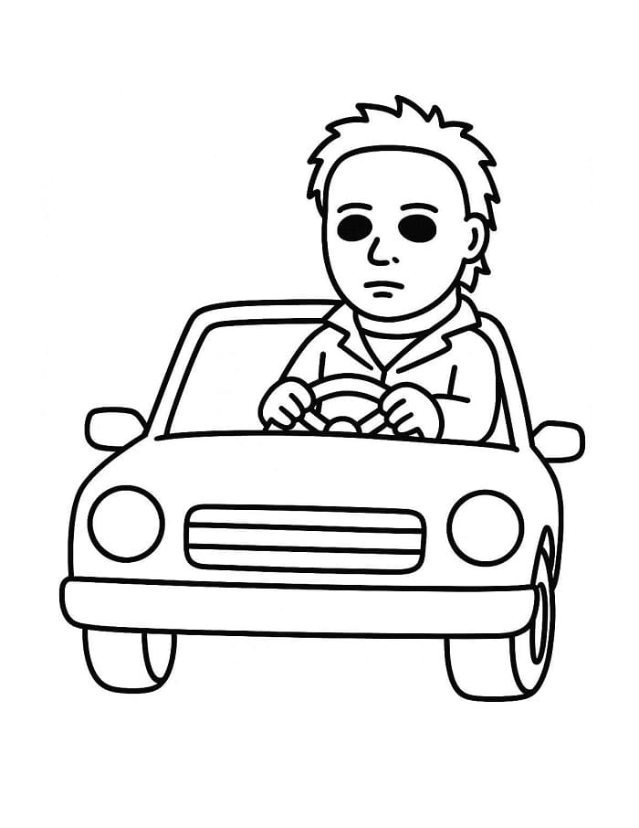 Målarbild Michael Myers kör bilen