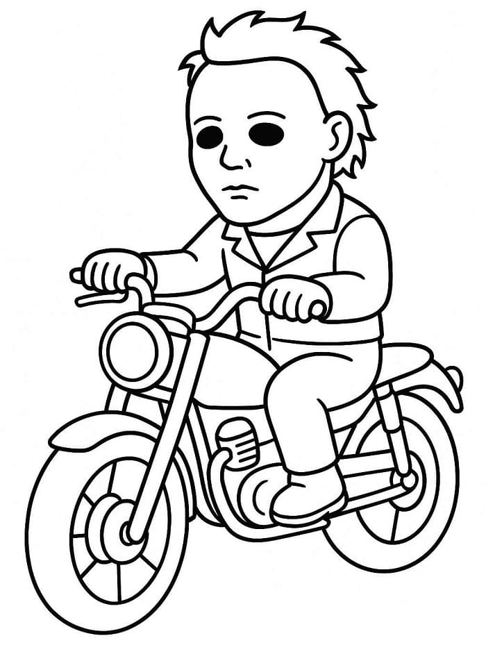 Målarbild Michael Myers kör motorcykel