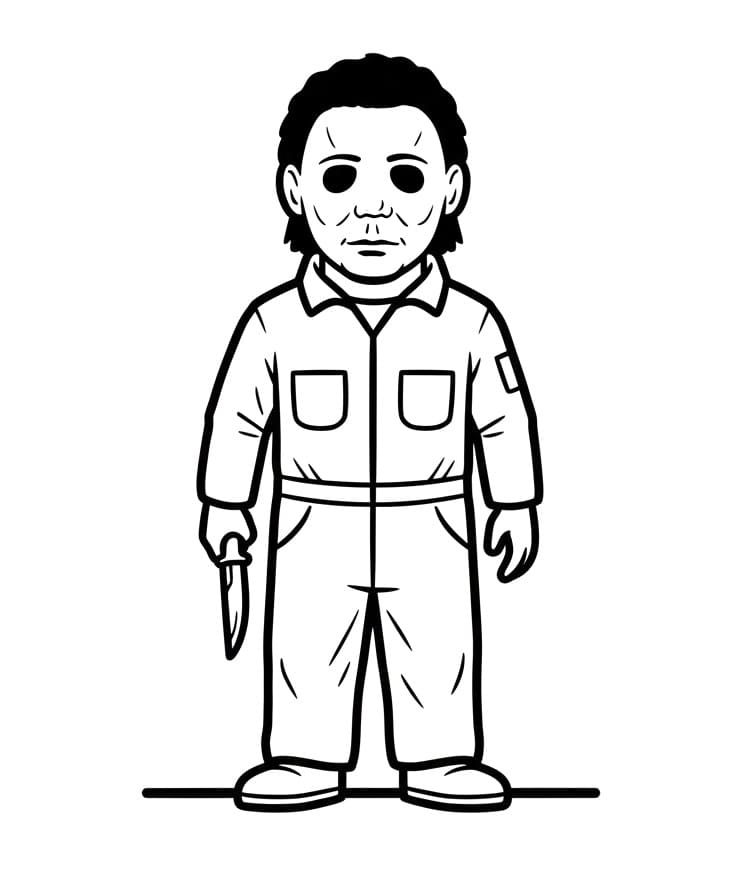 Målarbild Michael Myers med kniv