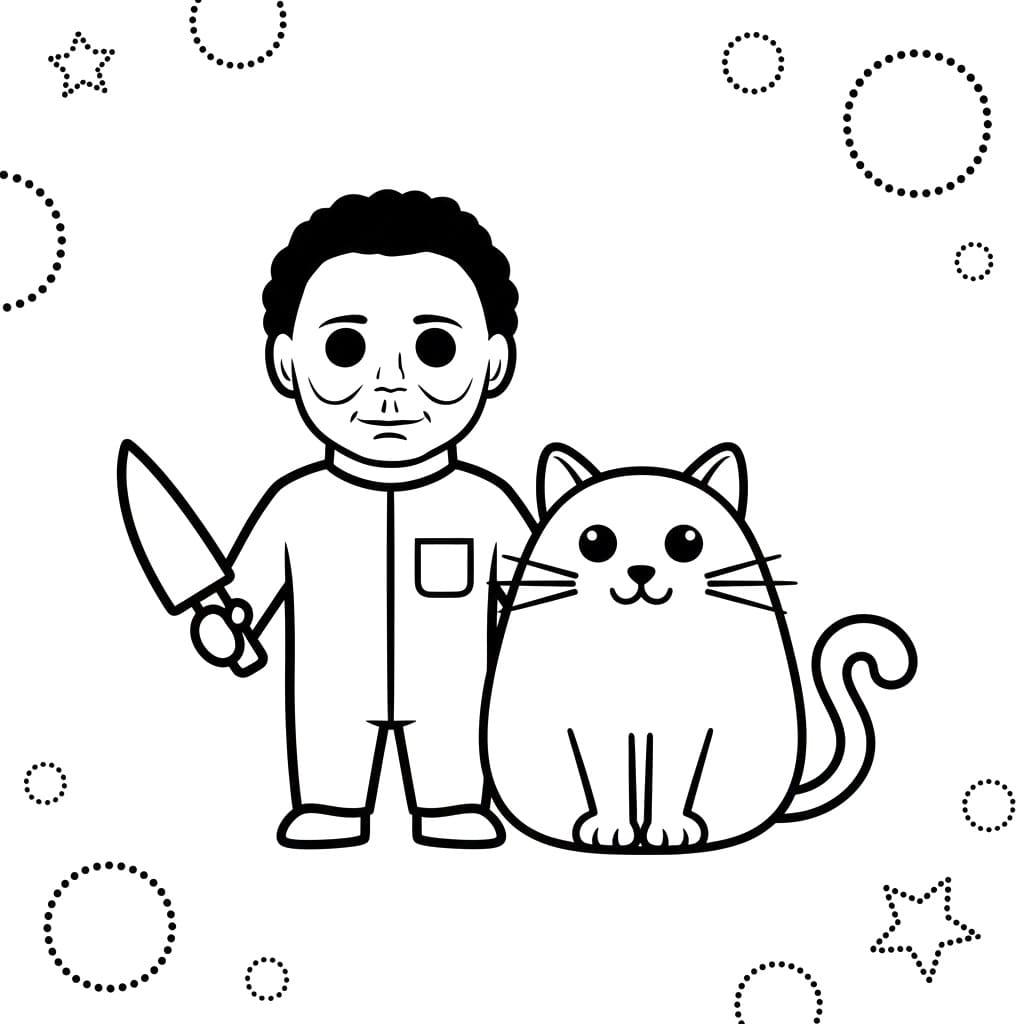 Målarbild Michael Myers och katten