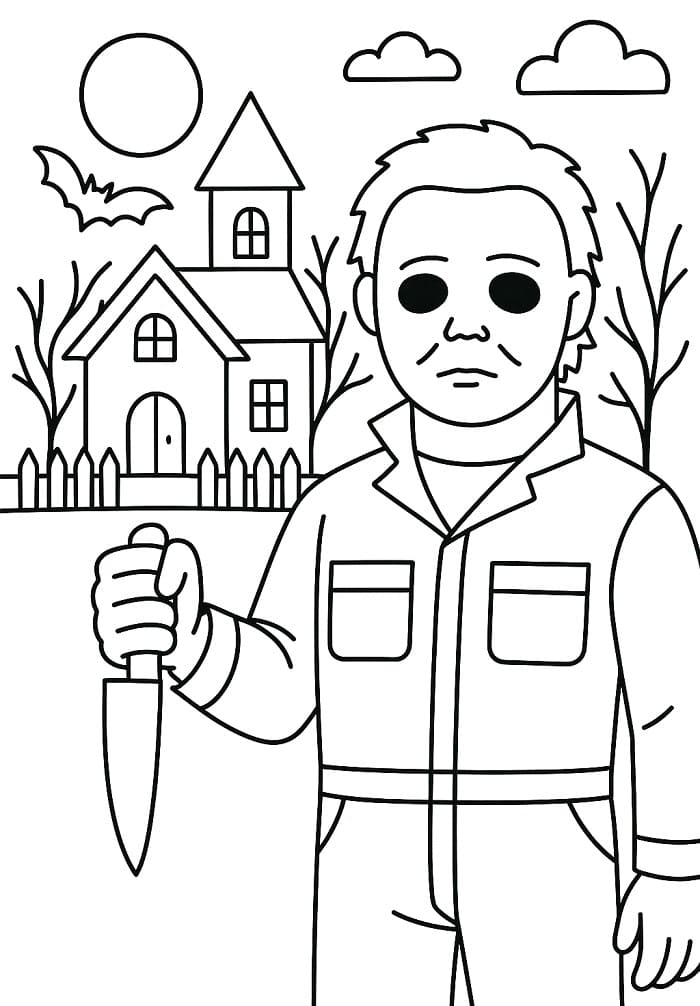 Målarbild Michael Myers på Halloween