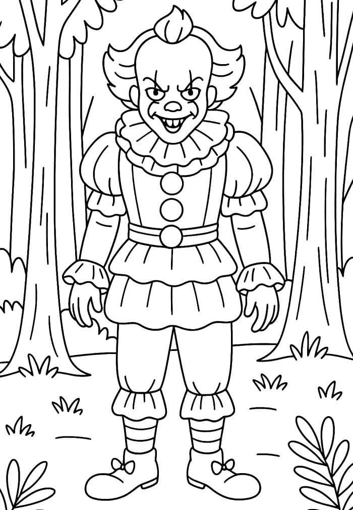 Målarbild Pennywise i Skogen