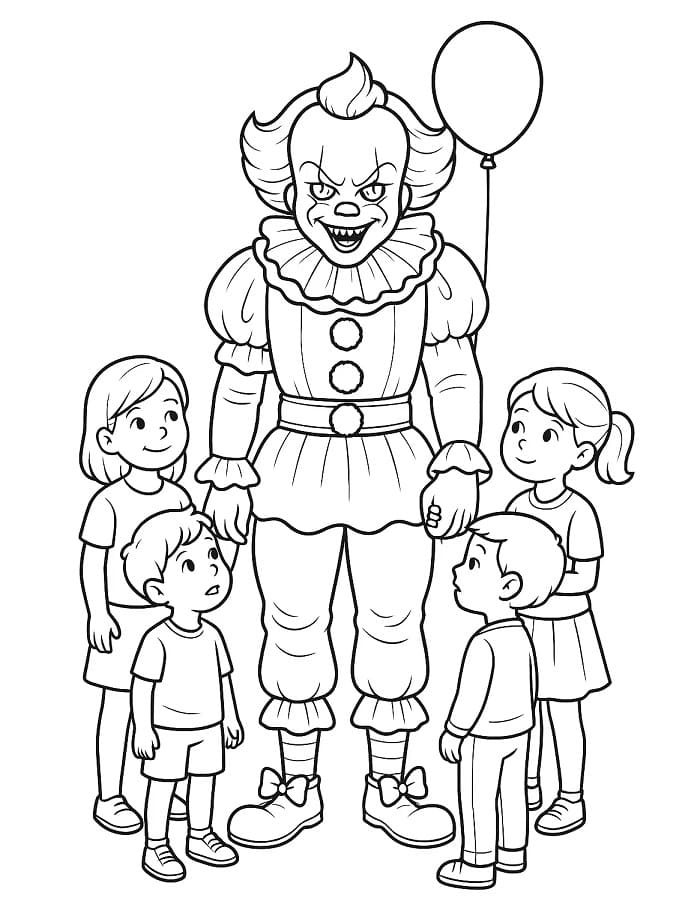 Målarbild Pennywise och Barn